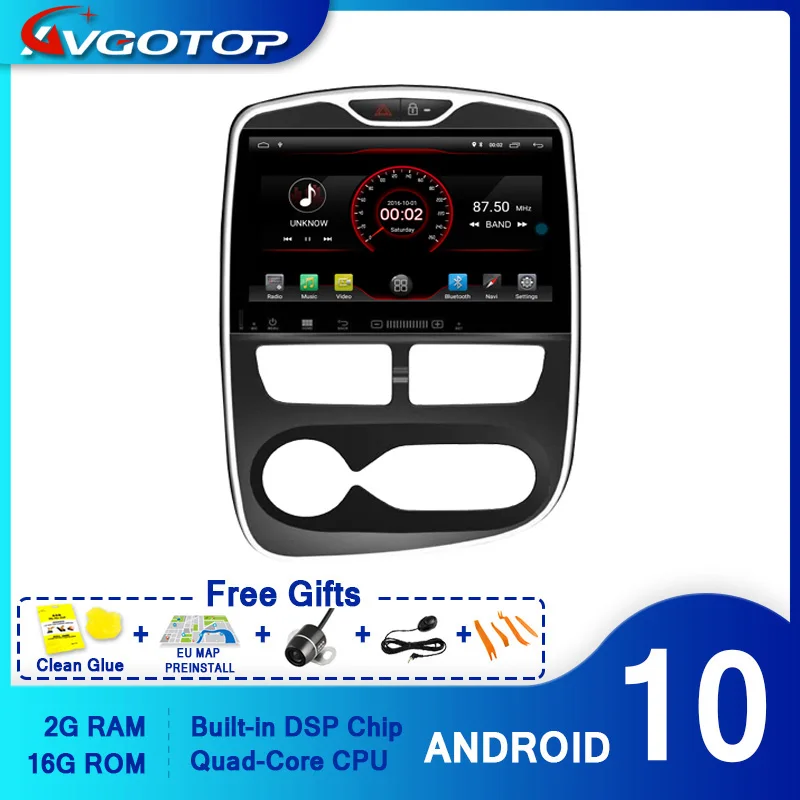 Автомагнитола AVGOTOP мультимедийный плеер на Android 10 с GPS Wi-Fi для RENAULT CLIO 2015 MP3 MP4 |