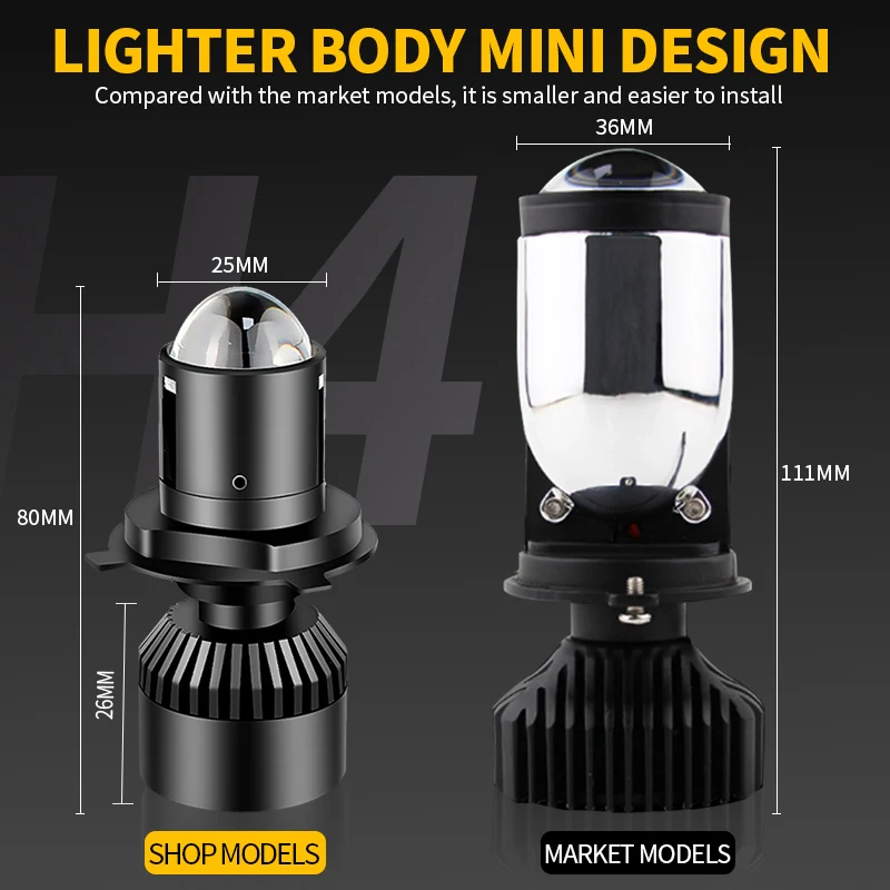 1 шт H4 HB2 9003 Hi/короче спереди и длиннее сзади) белый H7 80 Вт 6800LM мотоцикл велосипед