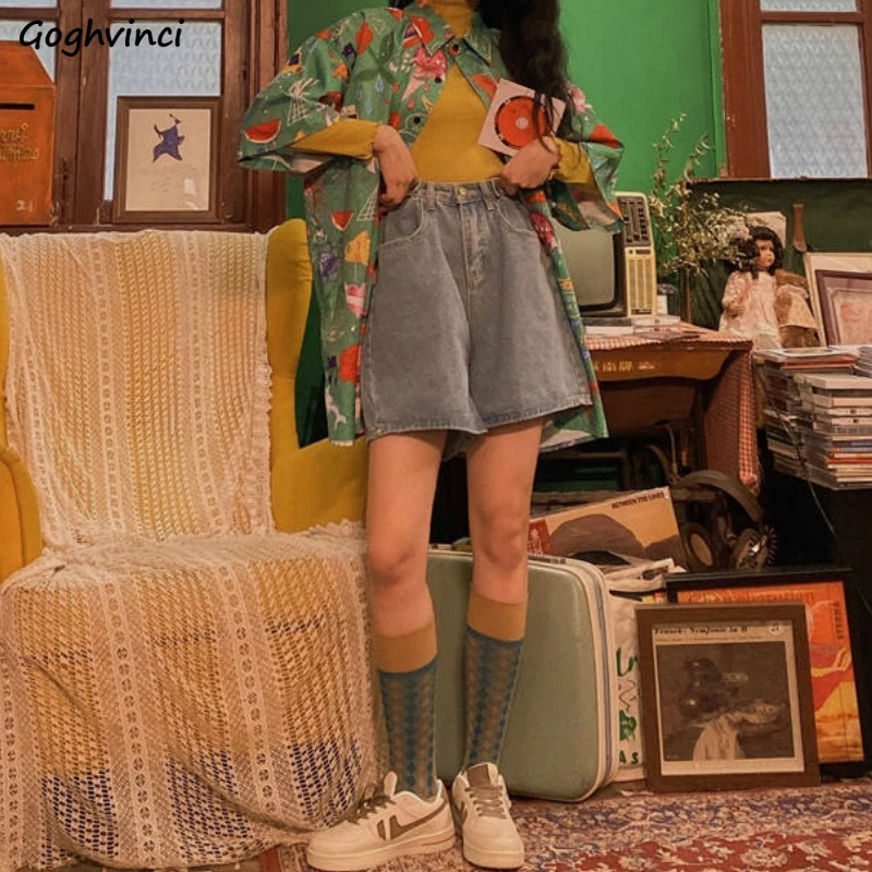 Шорты женские джинсовые винтажные на пуговицах Стильные Простые универсальные