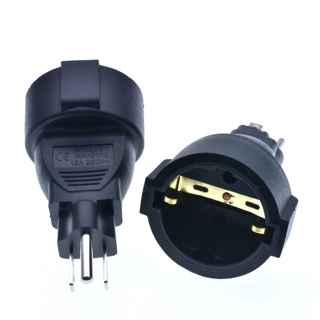 США Канада 3Pin мужской Европу 2Pin Женский адаптер переменного тока Nema 5-15P на CEE7/7 Schuko