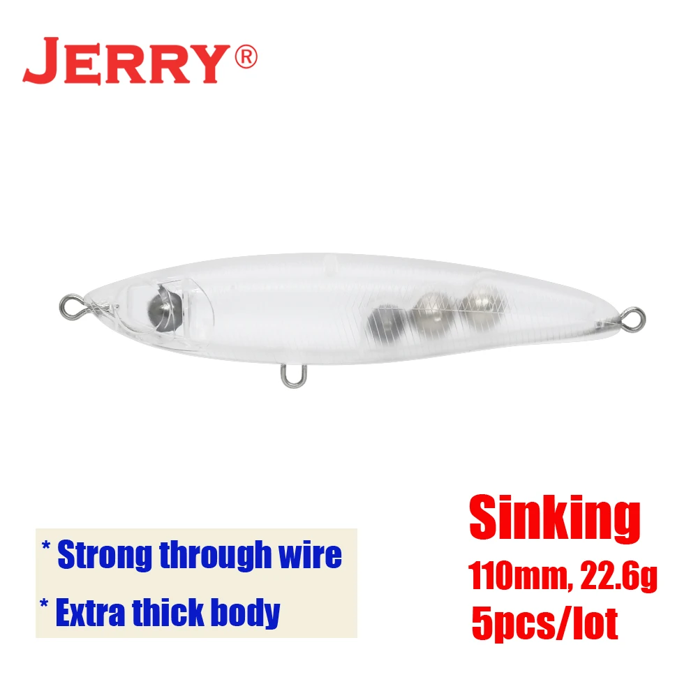 Jerry 110 мм 140 мм Троллинг stickbait заготовки поверхность под поверхностью карандаш приманка Неокрашенная большая игра лодка Морская Рыбалка приманки - Цвет: 110 sinking