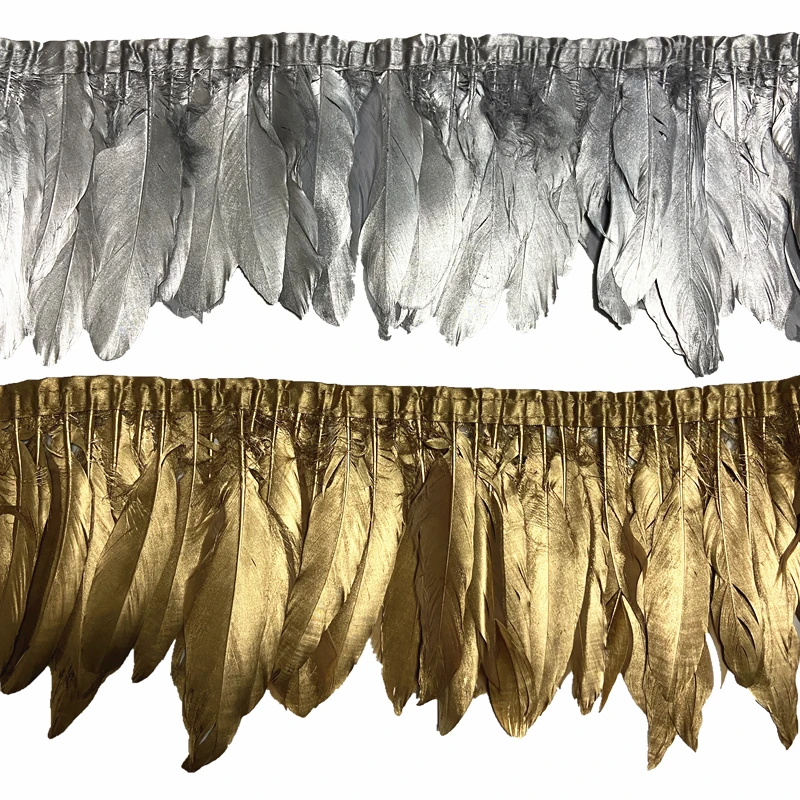 2 м цвета: золотистый серебристый ближнего света гусиных перьев для украшения на