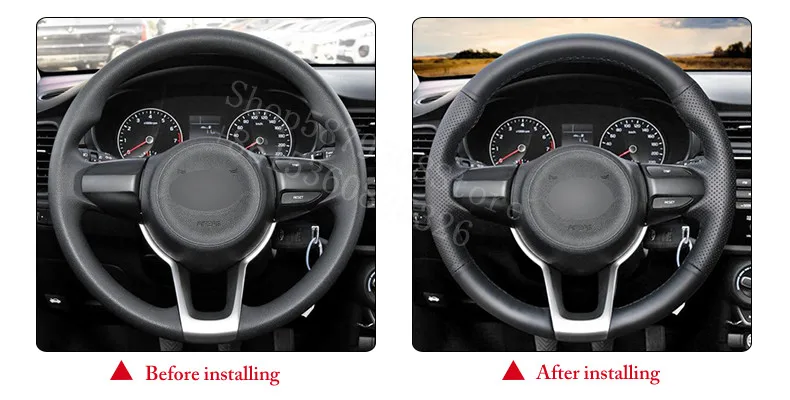 

For Dodge Caravan 2008-2020 Black Leather Car Steering Wheel Covers