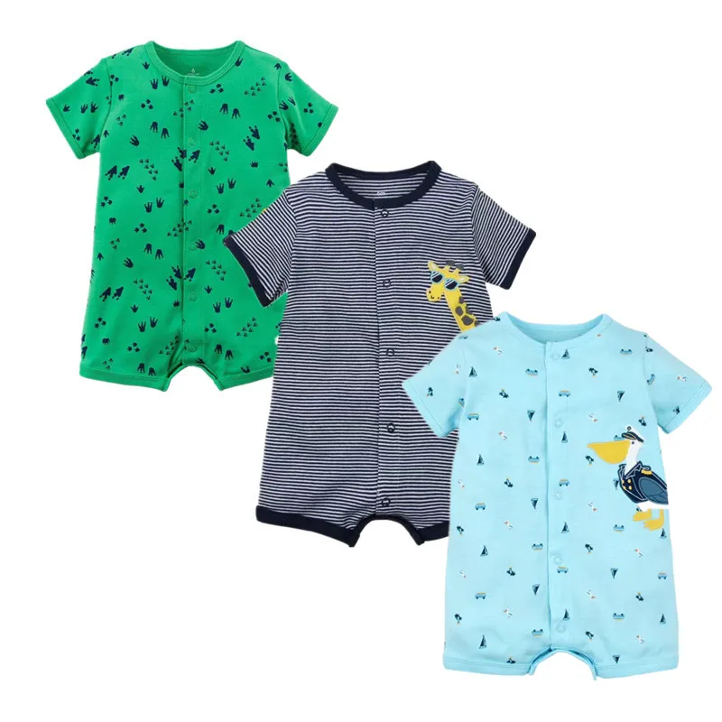 

Newborn Baby Boys Girls Boxer Romper kid Clothes Short Sleeved Infant bodysuits Crab Strawberry dinosaur appliques