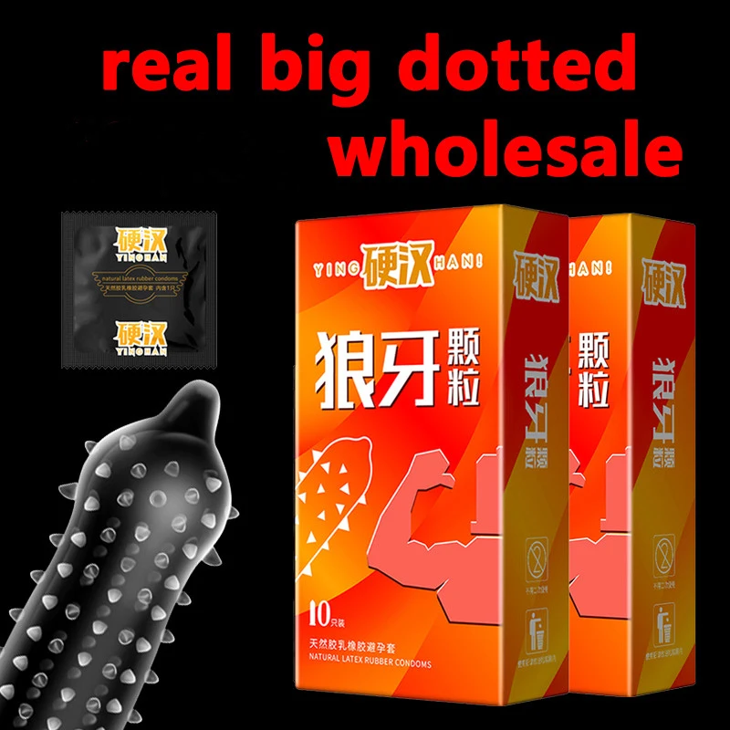 Оптовые продажи Большие шипы презерватив пенис разные сорта Ice Fire ребристые