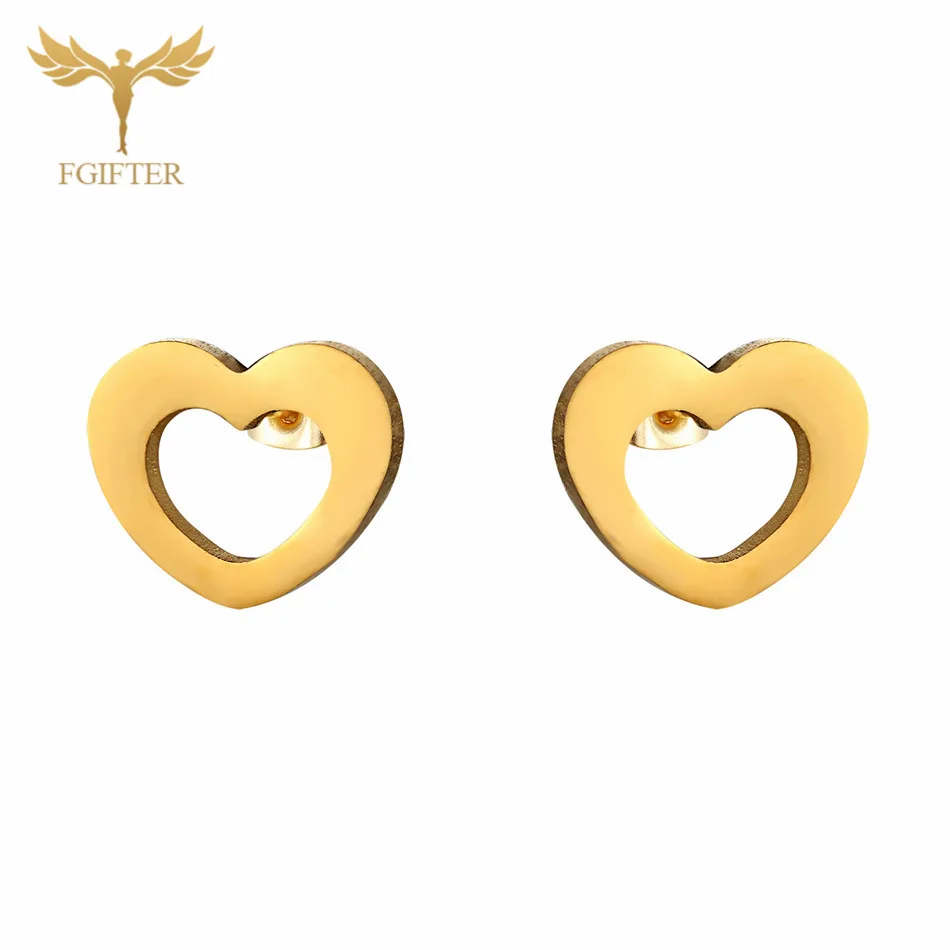 Heart Earrings Бижутерия для женщин Любовь сердцебиение из нержавеющей стали серьги-гвоздики 12 парный набор серьги золотые ювелирные изделия из нержавеющей стали - Окраска металла: Heart Earrings