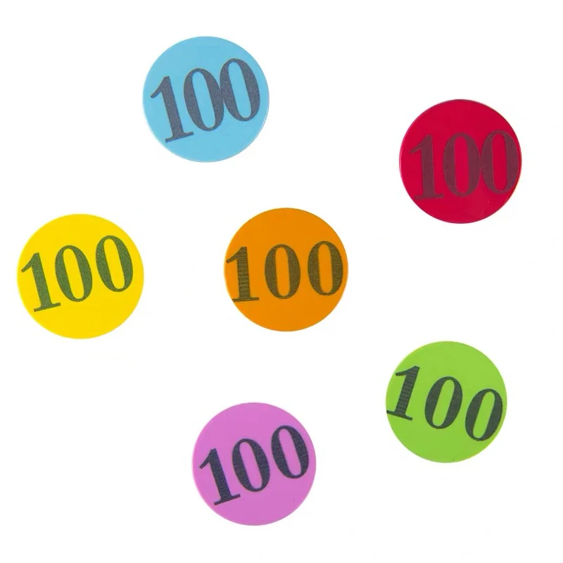 От 1 до 100 номиналов 25 мм 8 цветов Пластиковые покерные фишки Набор круглых цифр |