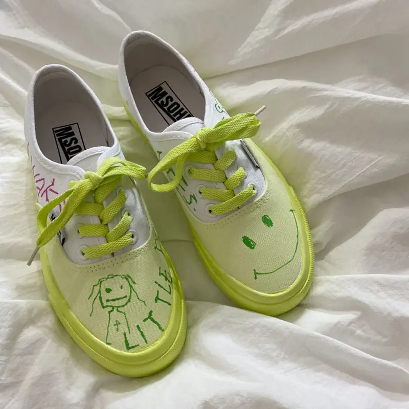 

QWEEK Women Sneakers White Harajuku Vintage Kawaii Canvas Sport Shoes Platform Flats Designer Korean Rubber Vulcanize Casual