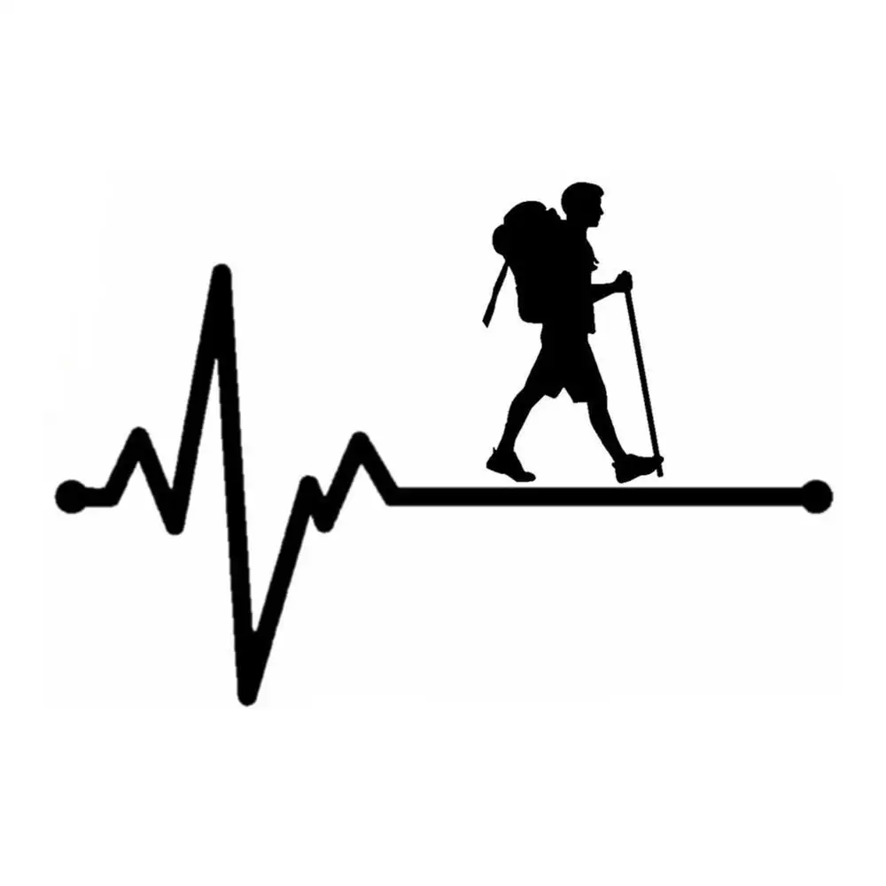

1 PCS 15.5CM*10.4CM Hiking Man Lifeline Heartbeat Decal Vinyl Black/Silver for Renault Stickers