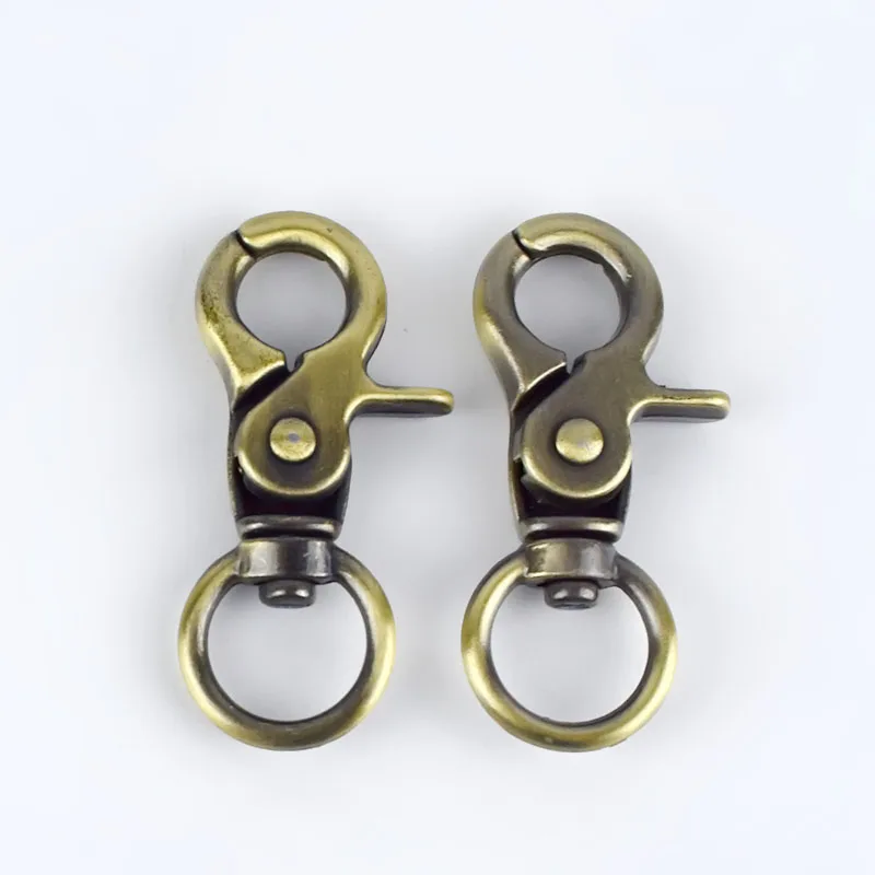 brass 4 шт./10 шт. металлическая пряжка для сумки, кольцо для ключей, застежка-карабин, поворотный триггер, зажимы, пряжки, крючки для сумок, аксессуары для самостоятельного подключения - Цвет: brass