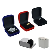 wholesale engagement ring box black velvet stud earring storage packing foldable box wedding ring valentines day gift organizer