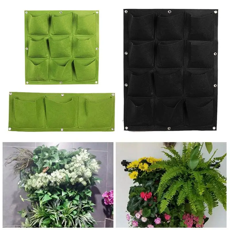 

Plant Bag Wall Hanging Non Woven Felt Planting Vertical Green Wall Cloth Bag Garden Vertical Planter Multi Pocket Indoor Growing