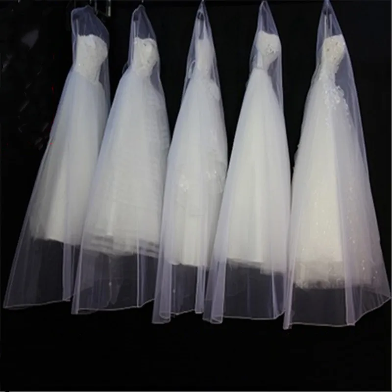 Прозрачный сетчатый чехол для свадебного платья пылезащитный без молнии сумка