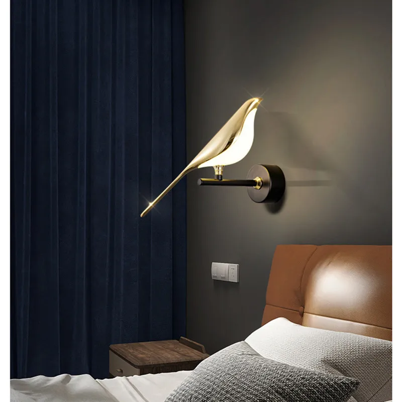 

Postmodern Designer Luxury Gold Plating Bird Led Wall Lamp Hallway Corridor Stairs Sconce Bedroom Decoration Lighting Fixtures