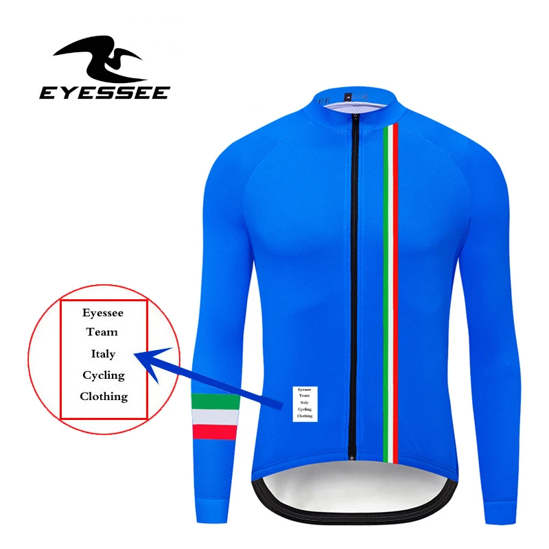 Итальянская Джерси для велоспорта EYESSEE мужская легкая ткань с длинным рукавом