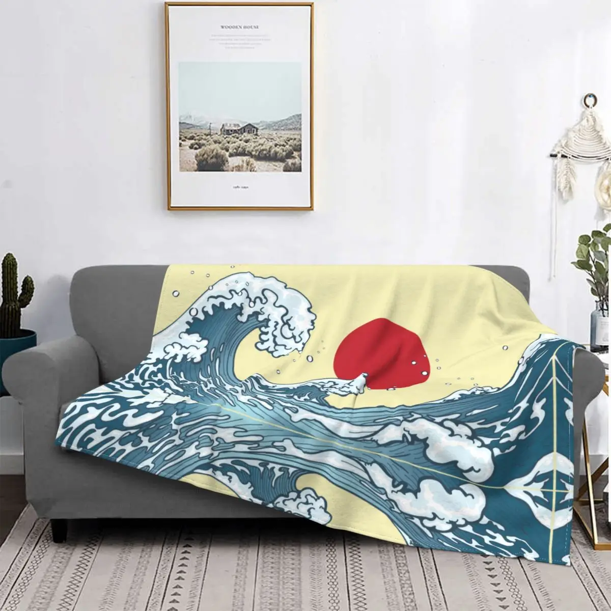 

Японское Флисовое одеяло Kanagawa Surfen Decken Retro Ultra-Weiche Decke