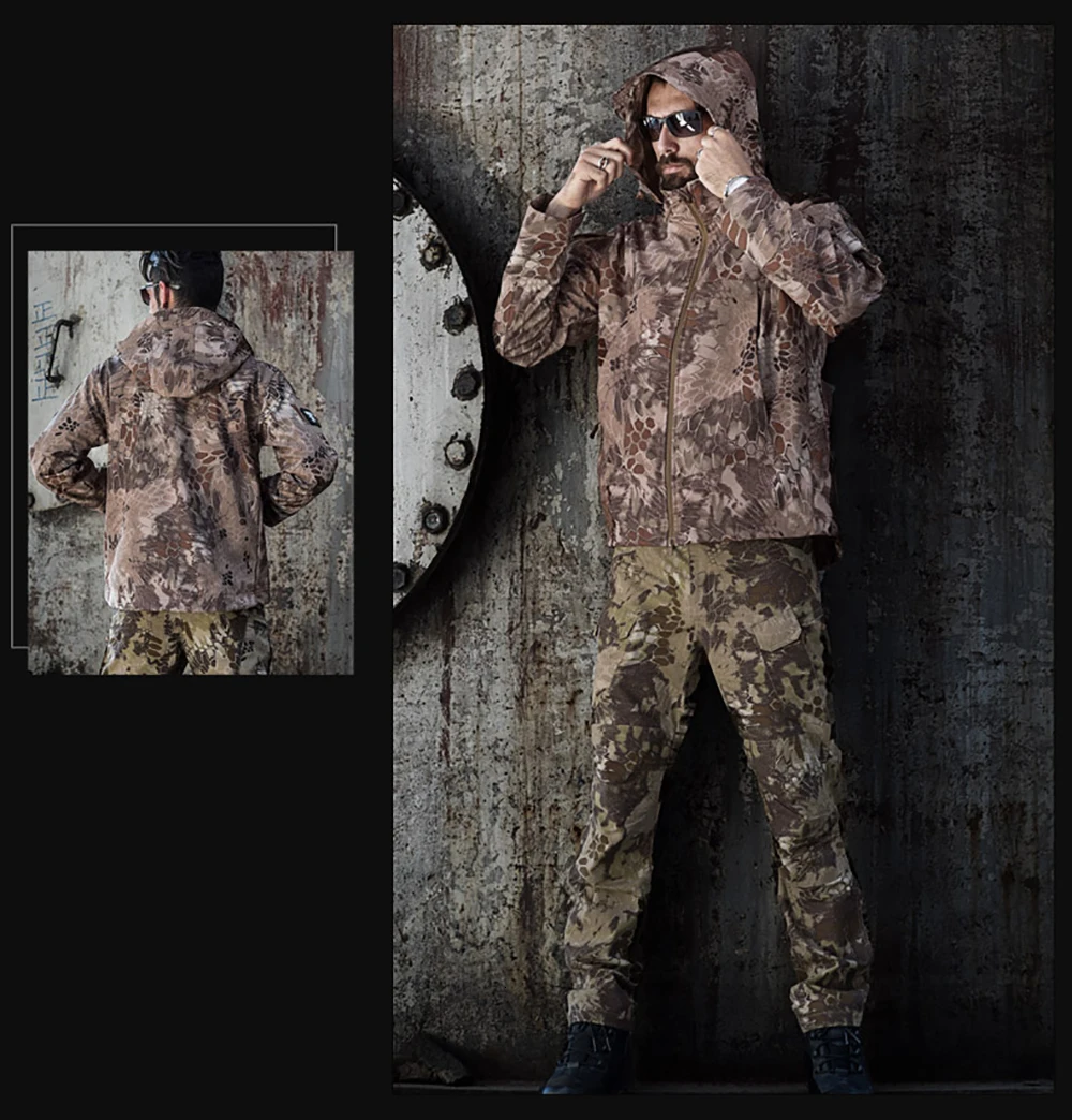 SINAIRSOFT камуфляжная Мужская куртка, пальто, военная тактическая куртка, зимняя водонепроницаемая мягкая оболочка, куртки, ветровка, одежда для охоты