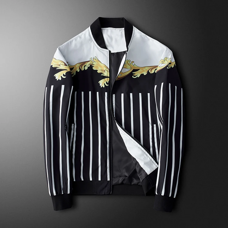 На студиях весна осень полосатая куртка мужская Ретро мода человек повседневная верхняя одежда с принтом пальто размера плюс