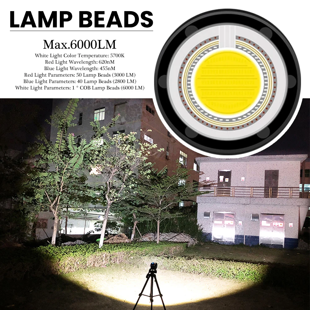 Barato Luz De Fotografía Subacuática De Buceo Profesional, Lámpara COB De 6000LM, Cuentas, Linterna De Buceo De 120 Grados, IPX8, Resistente Al Agua, Relleno De Buceo