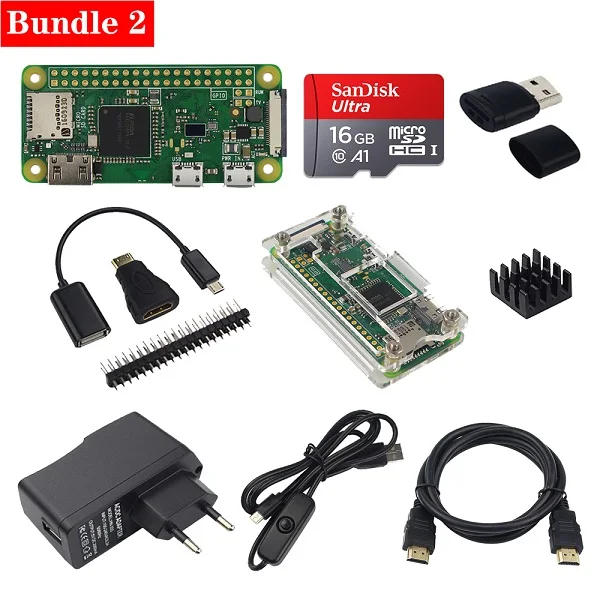 Raspberry Pi Zero W Беспроводной комплект 512 Мб Оперативная память бортовой Wi-Fi Bluetooth с акриловый чехол Алюминий теплоотвод для RPI 0 Вт - Комплект: Комплект 2