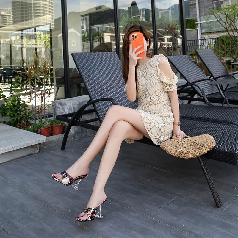 Модные женские летние туфли OULYYYOGO с открытым носком на высоком каблуке 9 см