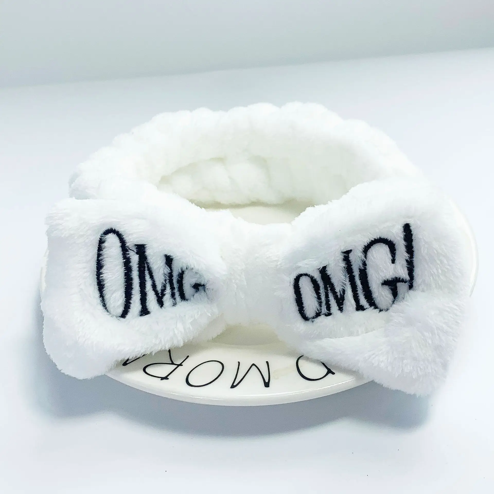 Повязка на голову из кораллового флиса тюрбан с бантом и надписью OMG для мытья