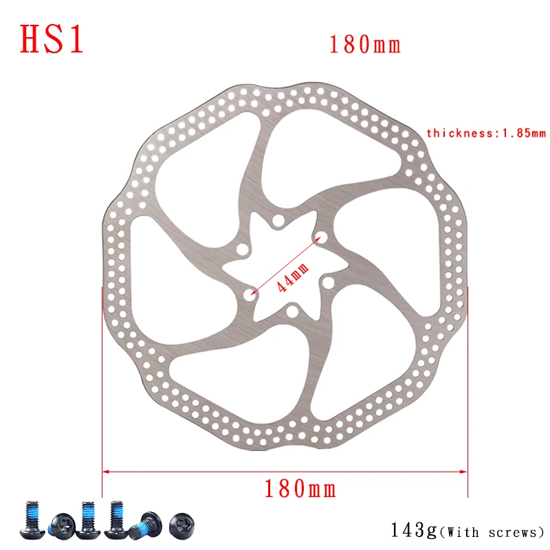 HS1 180mm 1PCS 1 шт. 410 материал HS1 160 мм 180 мм 6 болтов MTB горный велосипед диск гидравлический горный велосипед дисковый тормозной ротор части - Цвет: HS1 180mm 1PCS