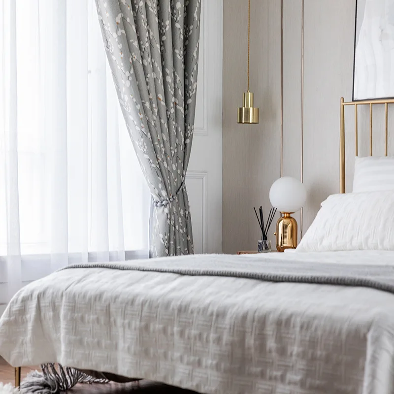 Современные Плотные Шторы BIGMUM Rideaux с цветочным рисунком сливы для гостиной