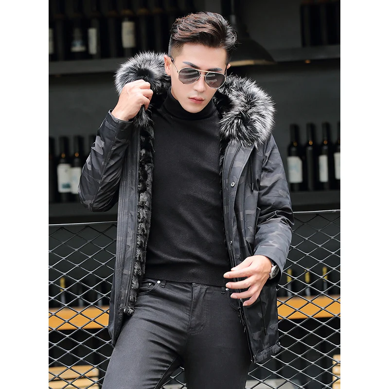 Зимняя куртка с воротником из натурального Лисьего меха пальто капюшоном