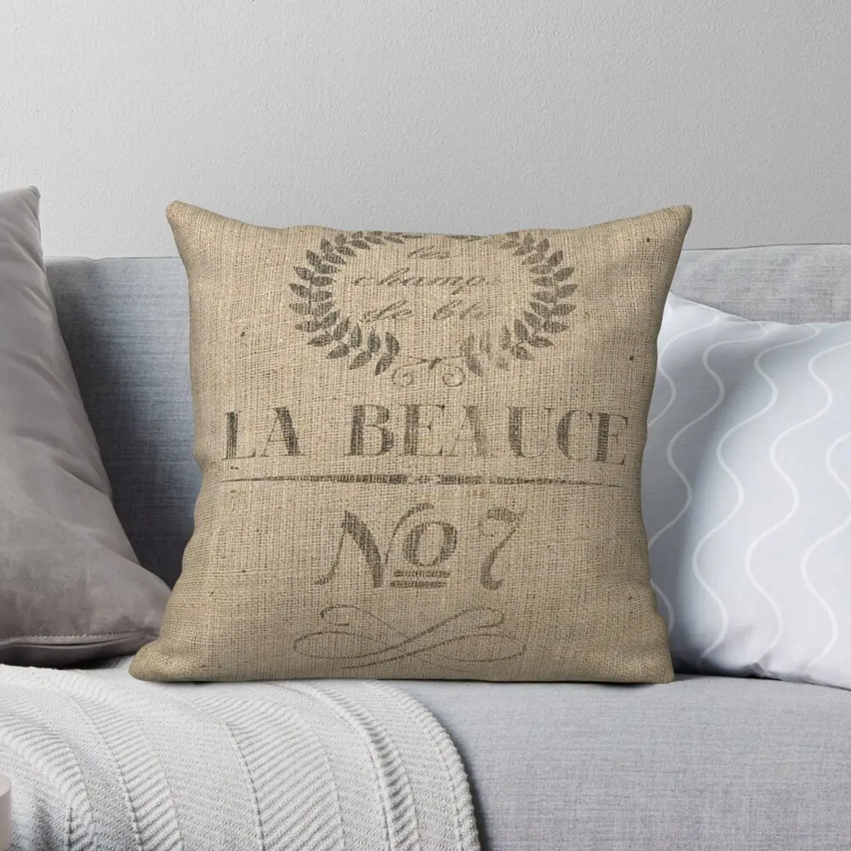 

Beauce No7 Burlap Square Pillowcase Polyester Linen Velvet Creative Zip Decor Throw Pillow Case Home Cushion Case 45x45