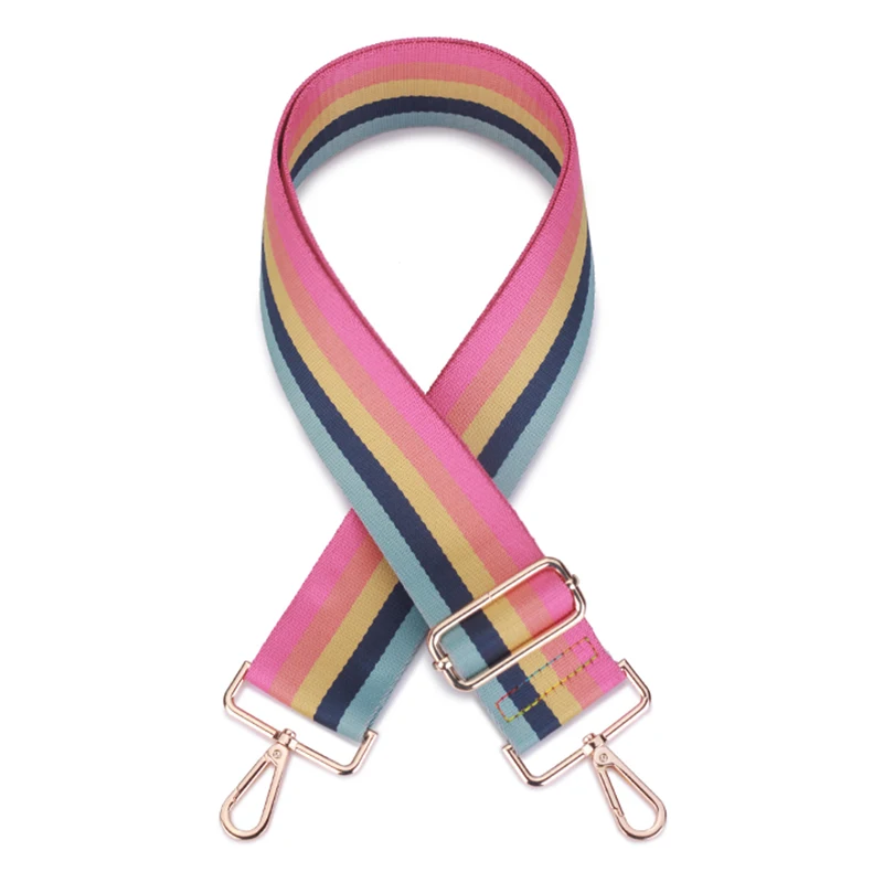 Ellovado Rainbow Colored Adjustable Obag Straps Nylon Belt Bag Strap Handbag Shoulder Bag Accessories for Women Handle Ornament