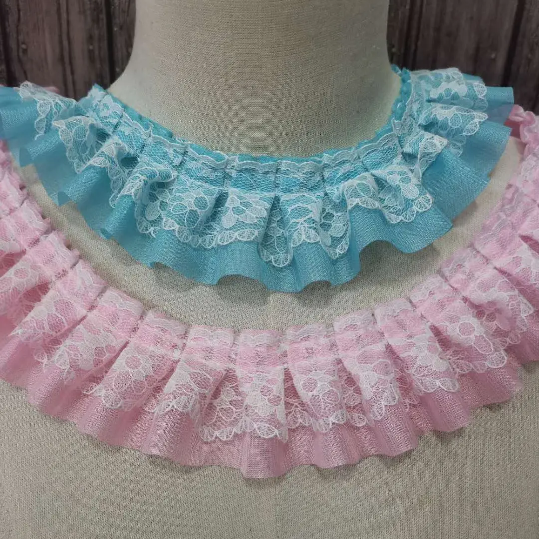 

1Yards High Quality Lace Fabric Guipure Craft Supplies 5cm Ribbon Pink Sky Blue Lace Sewing Trimmings Dress dentelle encaje QZ12