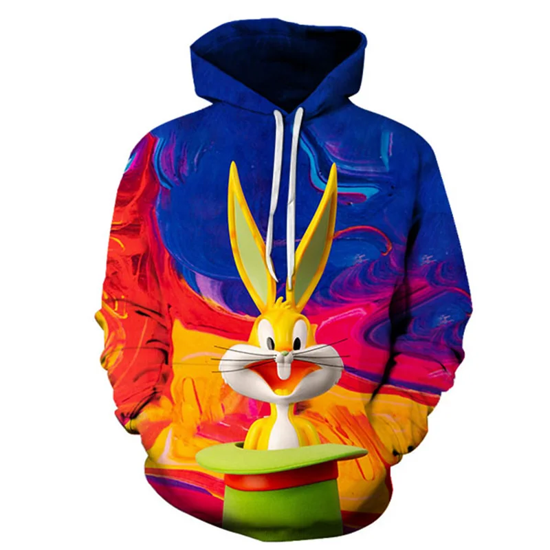 

2021 Spring And Autumn New Unisex 3D Rabbit Cartoon Anime Print Pullover Fashion Hoodie Casual Couple Sweatshirt