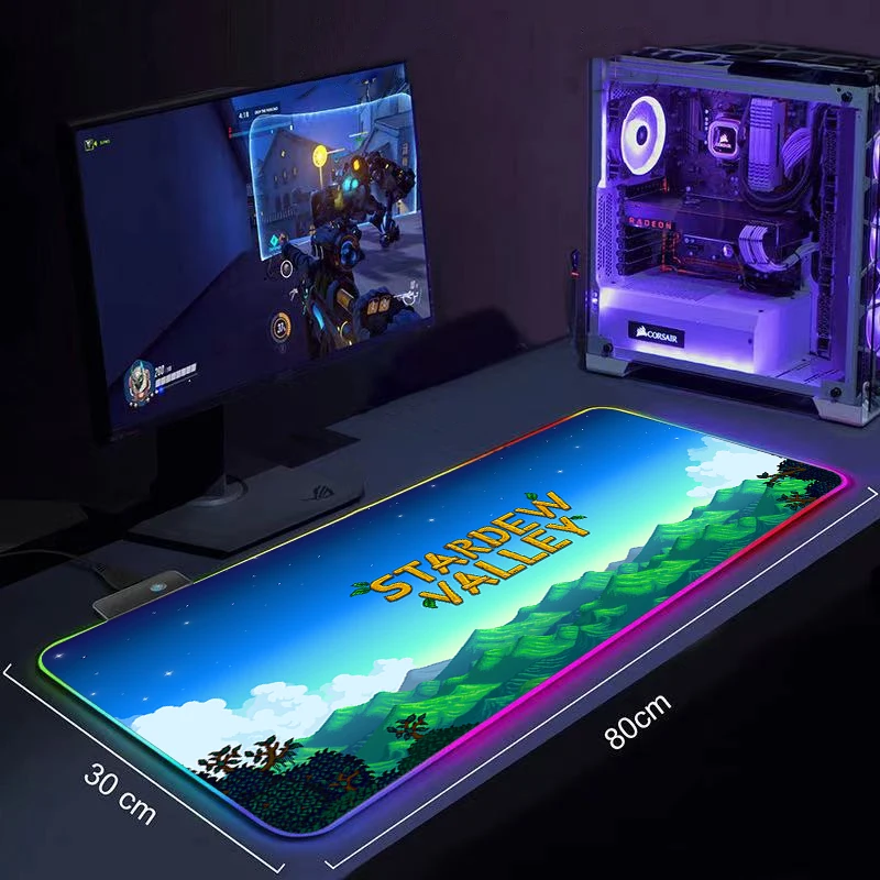 

stardew valley Anime Gaming RGB MousePad Large Locking Edge Speed Game Gamer LED Mouse Pad Soft Laptop Notebook Mat for CSG