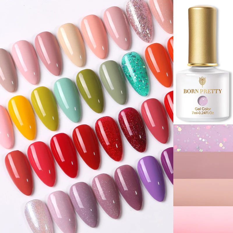 

BORN PRETTY UV LED Гель-лак 7 мл 88 цветных гелевых лаков для ногтей Soak Off Gel Glitter Semi Permanant Лак для гибридов 2021