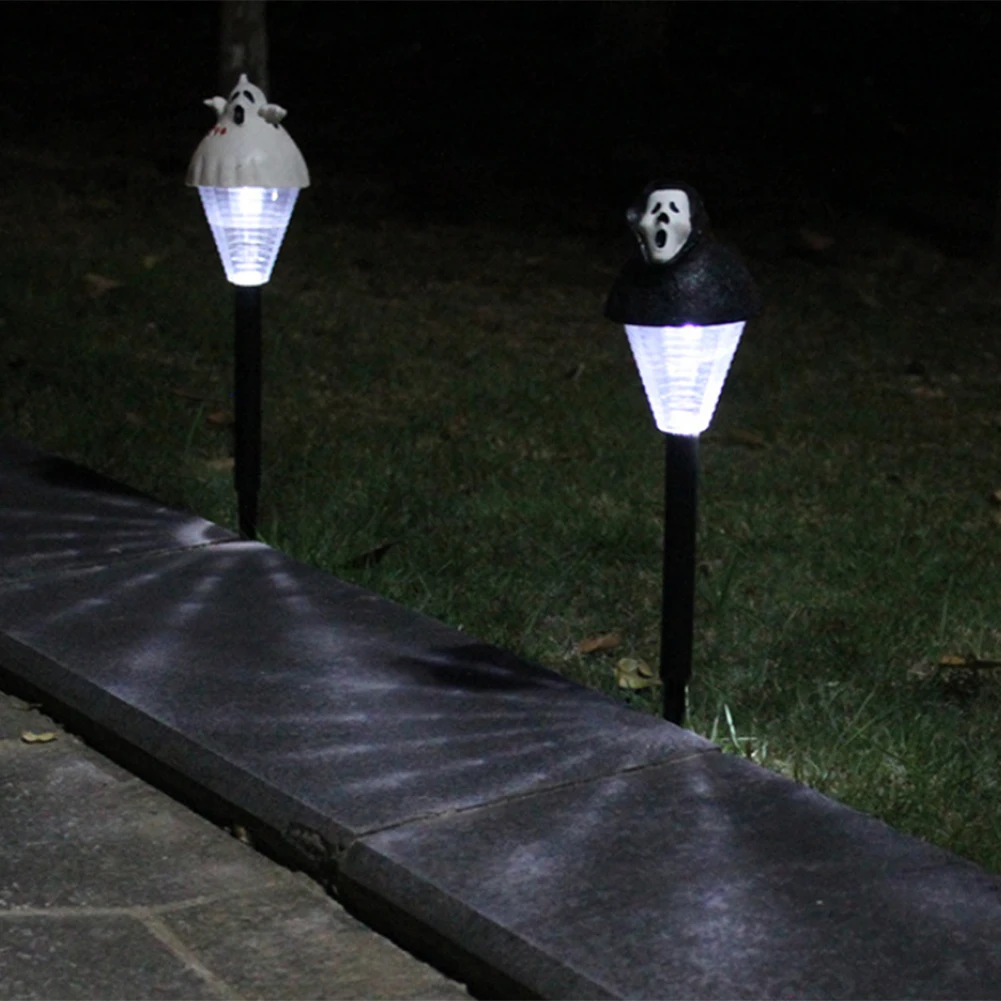 

2pcs Led Solar Light Halloween Pumpkin Ghost Lawn Stake Lamp Outdoor Waterproof Garden Yard Festival Light For Courtyard Decor