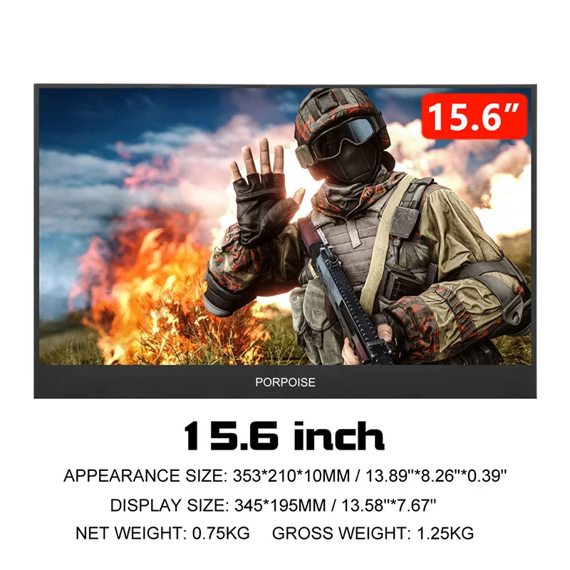 PORPOISE 15 6 дюймов USB C Портативный 1080P IPS LED монитор для PS3 PS4 X box 360 Nintendo Switch Raspberry Pi Huawei Mac