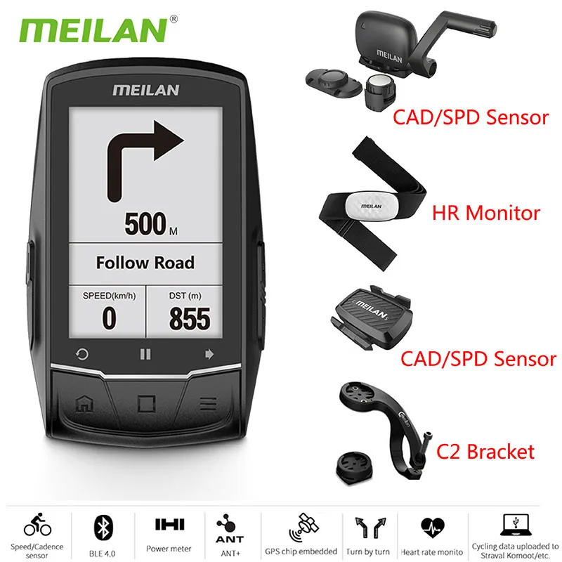 

Meilan M1 Bicycle Computer Waterproof Wireless Bike Computer Sports Cycling Sensitive GPS Navigation BLE4.0 Speedometer Cadence