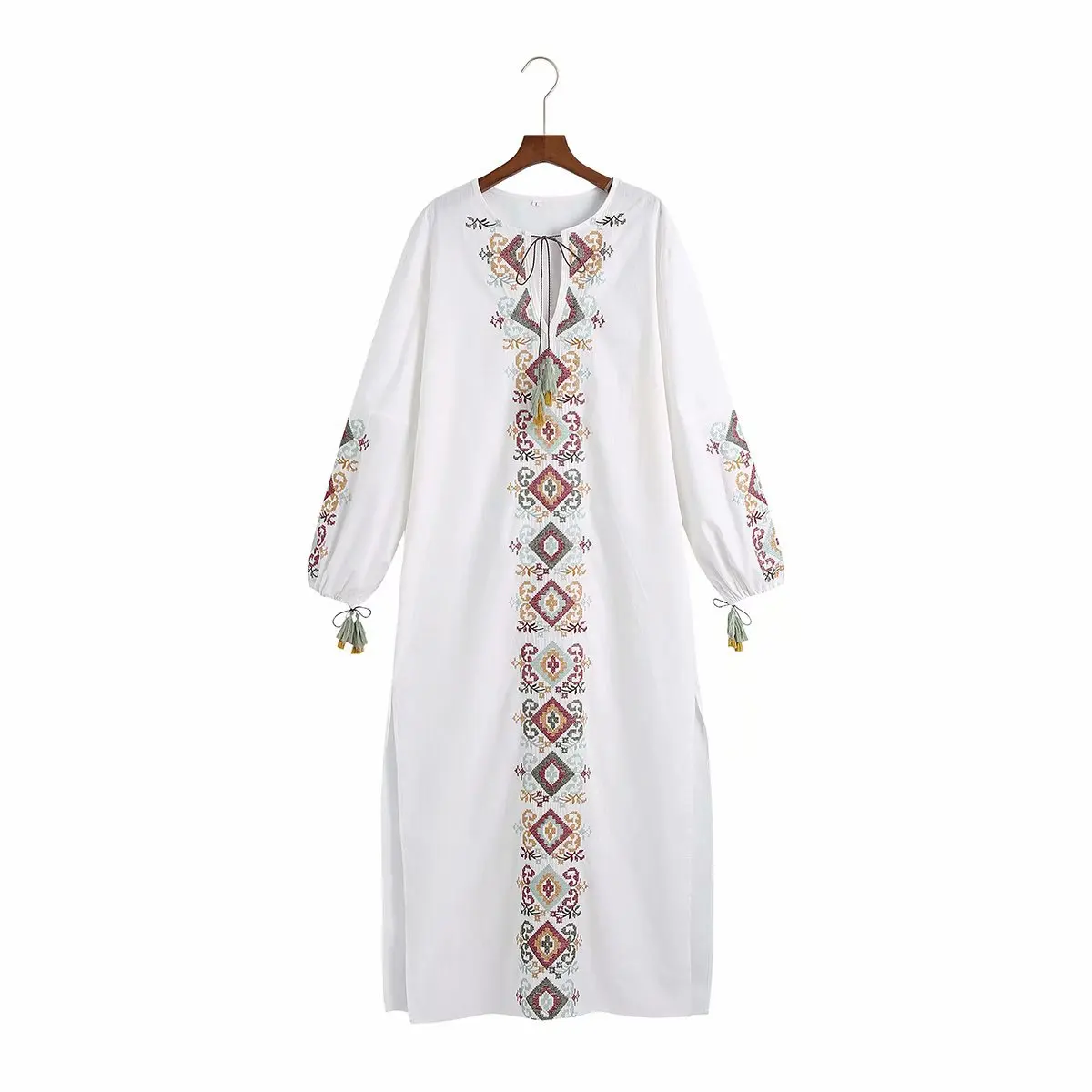 С вышитыми цветами белые длинные рукава летние Соблазнительные босоножки в