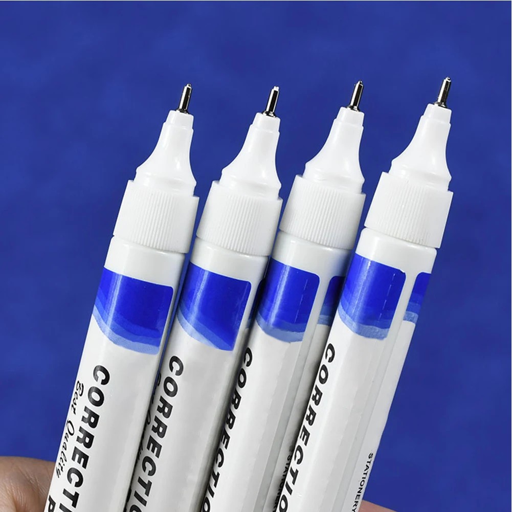 

12pcs 7ml Office Pen Shaped With Cap Fine Tip Portable Easy Grip Correction Fluid Opaque Squeezable Work Home School Stationery
