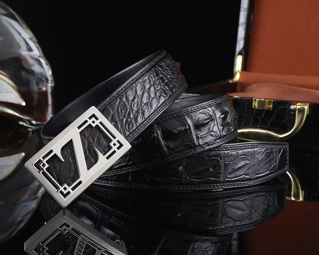 

Luxury Brand Z Belts For Men High-grade Leather 3.8CM Wide Male Waistband High Quality Stainles Steel Buckle Ceinture Homme