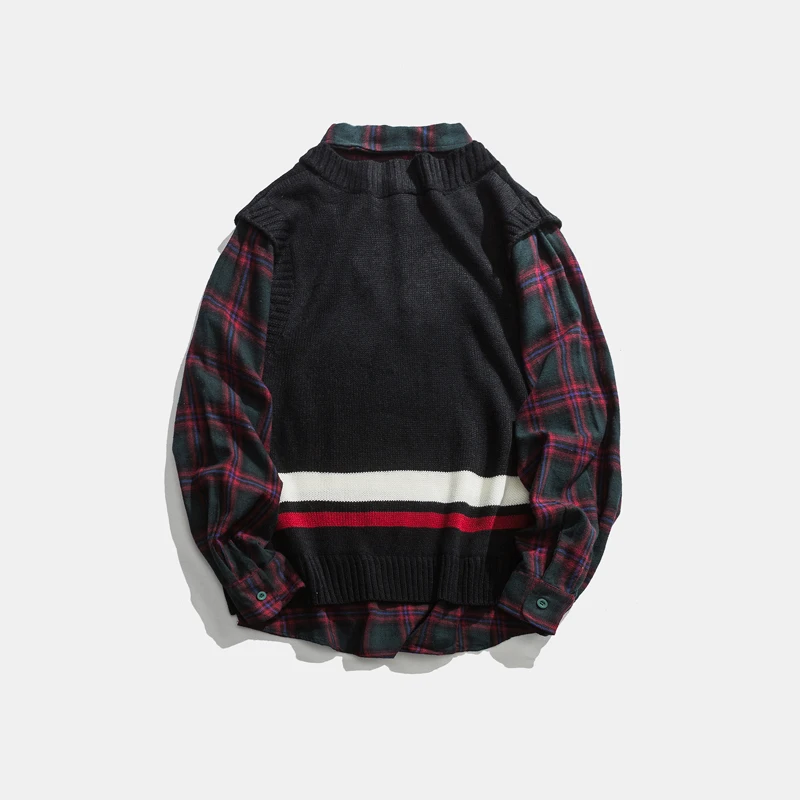 Мужские лоскутные рубашки ретро клетчатый узор хлопок большой размер хип-хоп