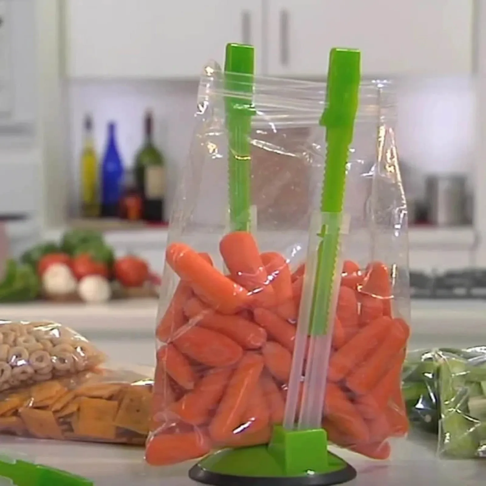 

Adjustable Non Slip Ziplock Storage Bag Holder Bag Clip Hands-Free Plastic Hands Baggy Rack Sandwichs Bag Racks Kitchen Gadget#M