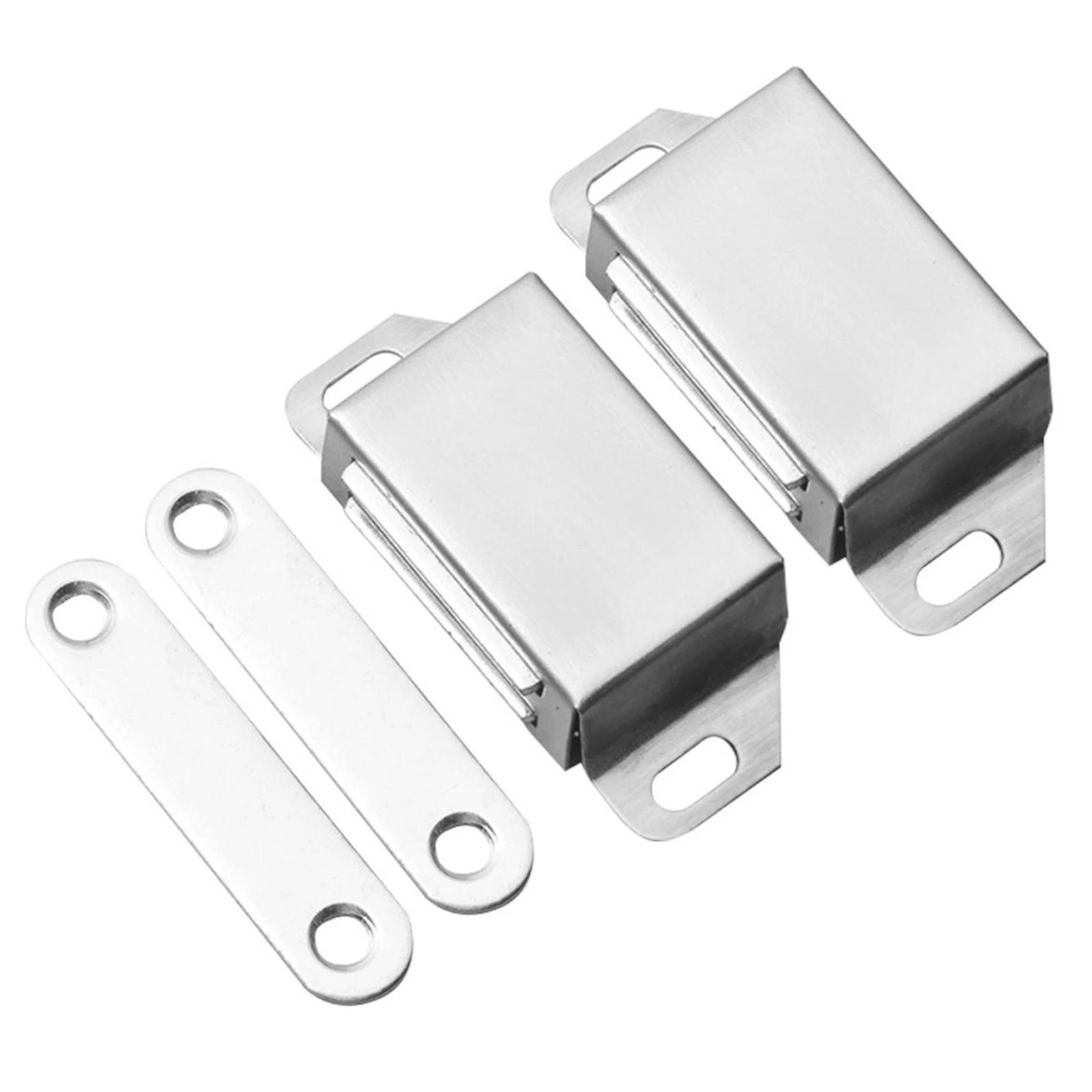 

2Pcs Stainless Steel Cabinet Catches Magnet Cabinet Bumper Latch Lock Furniture Closer Push Open System Catch With Screws