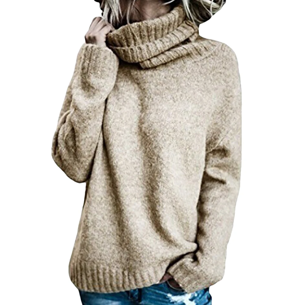 

Winter Women's Turtleneck Sweater Knitted Top Solid Long Sleeve Pullovers Women Clothing Ladies Top Casual Loose Sweater Female