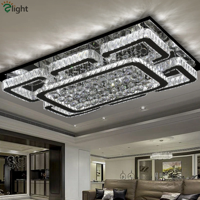 

Modern Dimmable Lustre Chandelier Rectangle Luminaria Led Chandelier K9 Crystal Ceiling Chandelier Lighting Lamparas Fixtures