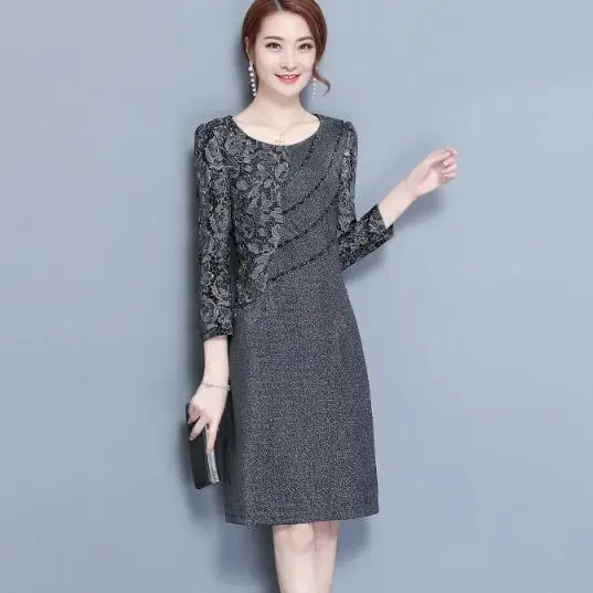 Plus Size Women Dress 2020 Autumn Office Dresses Elegant Lady Work Wear Retro Floral Printed J29923 | Женская одежда