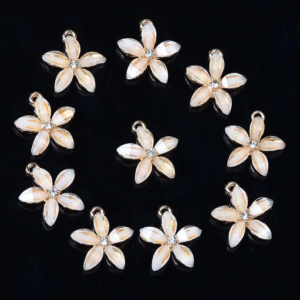 

10 Pieces Sweet Flower Charm Pendants for Charm Bracelet Chain