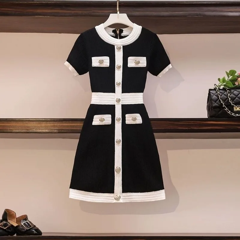 

Sweater Dress Women Plus Size Sexy Elegant Vestidos Black Short Sleeve Korean Style Knitting Dresses 2021 Autumn Woman Clothes