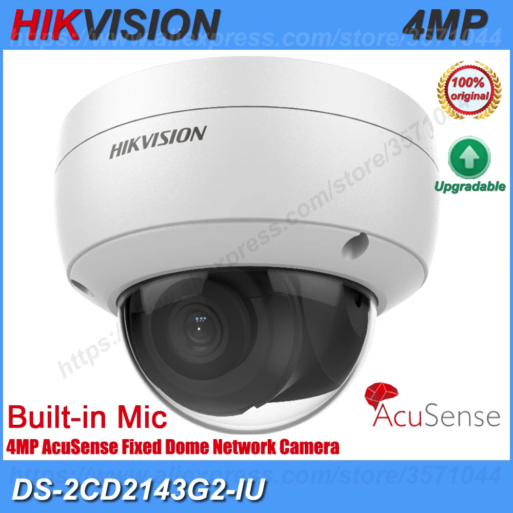 

Original Hikvision Surveillance DS-2CD2143G2-IU IP 4MP POE Vandal Built-in Mic Fixed Dome Network Camera